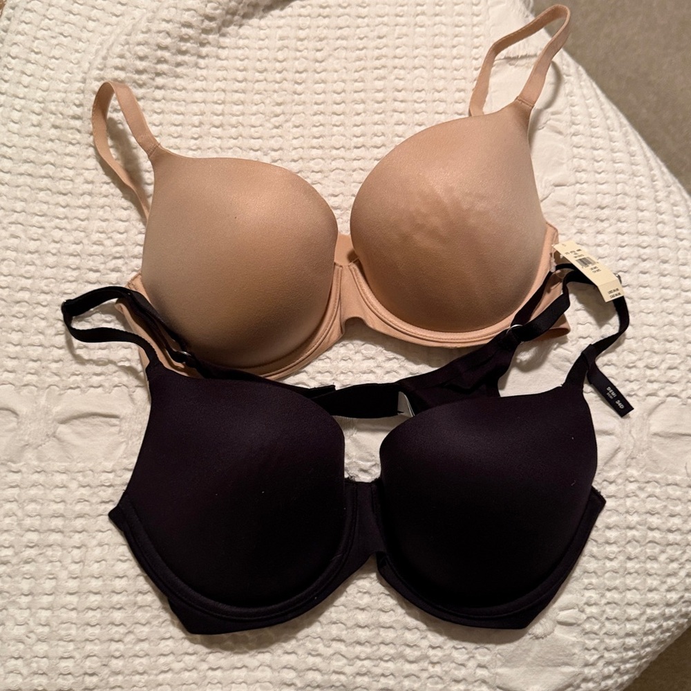 2 aerie Brad Black Seamless Molded T-Shirt Bra and bite Sunnie